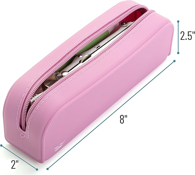 Mr. Pen- Silicone Pencil Case, Dusty Pink Pouch, Small Aesthetic Bag for Women, Makeup Pouch