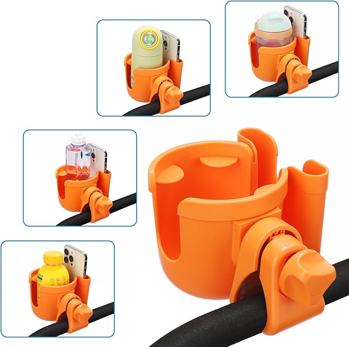 Accmor Stroller Cup Holder with Phone Holder, Bike Cup Holder, Universal Cup Holder for Uppababy Nuna Doona Strollers, 2-in-1 Cup Phone Holder for Stroller Bike Wheelchair Walker Accessory