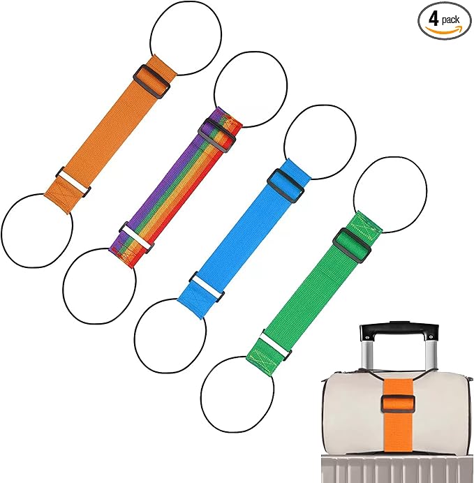 4PCS Luggage Straps for Suitcase, Adjustable Elastic Luggage Connector Straps, Multi-Functional Durable Travel Packing Straps for Securing Bags, Backpacks & Accessories