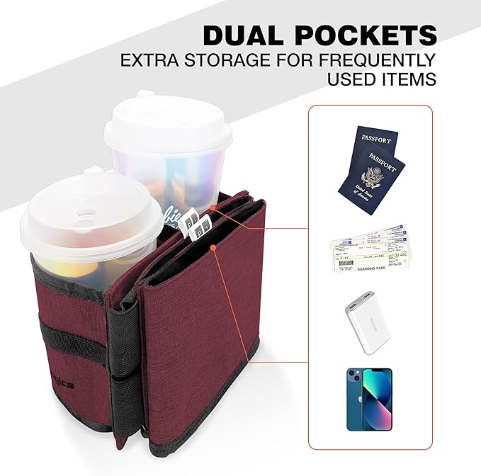 Luggage Cup Holder Attachment. Hands-Free Drink Carrier for Coffee, Tumblers & Bottles. Travel Essential to Pack on Your Next Adventure. A for Jet-Setters & Flight Attendants