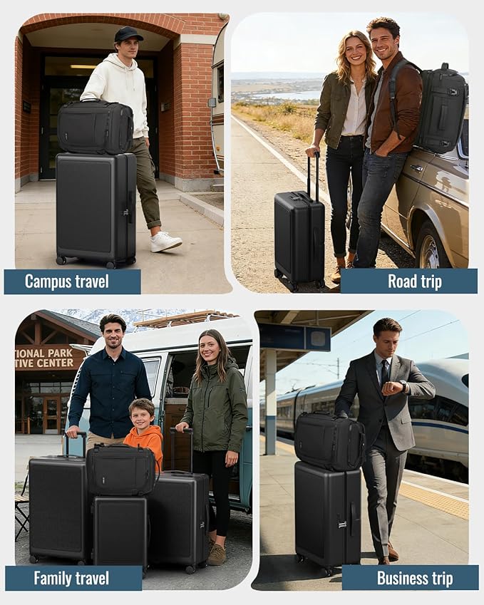 Joyway Luggage Sets 4 Piece with Spinner Wheels, Carry On Luggage 20In with ABS+PC Hardshell, Lightweight Suitcase Set with Travel Backpack and Pressure-resistant Frame, 20/24/28 Inch, Black