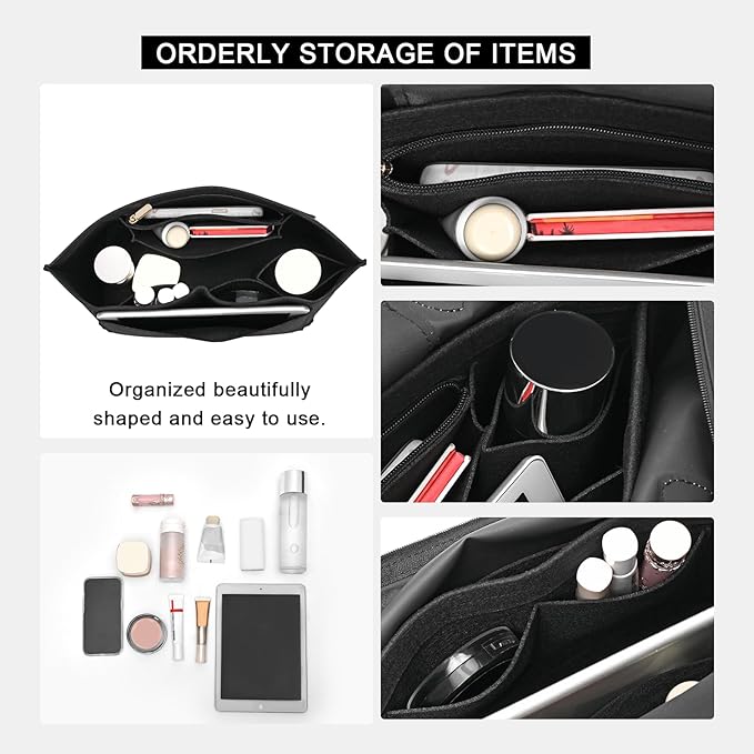 LOUKAYCCI Felt Purse Organizer Insert for Longchamp Le Pliage M Handbag Insert (Medium, Black)