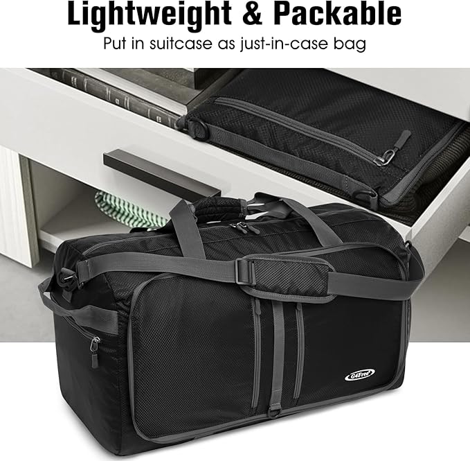 G4Free 40L/65L Foldable Duffel Bag, Water-Repellent Travel Backpack, Lightweight Carry Bag for Overnight Weekender Sports Men Women