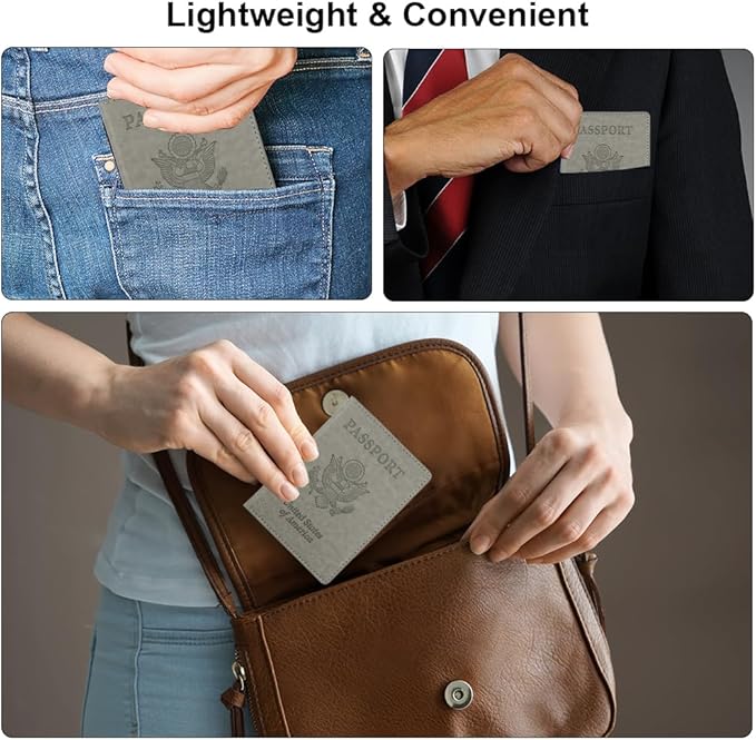 Passport Holder, Passport Holders Cover Case, 1 Pack Passport and Vaccine Card Holder Combo, Travel Passport Wallet for Women, Travel Documents Organizer Protector Travel Essentials, Dark Grey