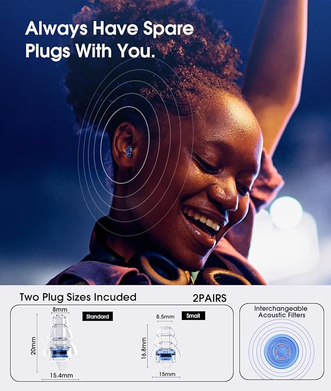Hearprotek Concert Ear Plugs, 2Pairs Reusable high Fidelity Musician Ear Plugs for Concerts Loud Music-Noise Reduction Ear Protection earplugs for Rave,Festival,Music,Tinnitus Relief