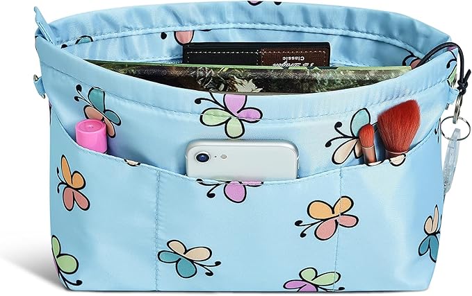 Vercord Premium Nylon Purse Organizer Tote Handbag Insert Organizers Bag in Bag Zipper 13 Pockets 5 Sizes