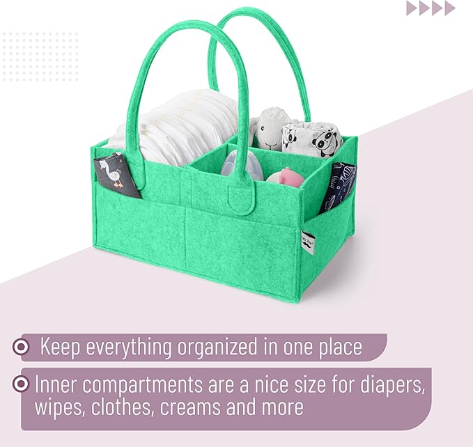 Mr. Pen- Baby Diaper Caddy Organizer, 1 Pack, Green, Baby Caddy Organizer with Handle, Compact Size, Collapsible & Portable