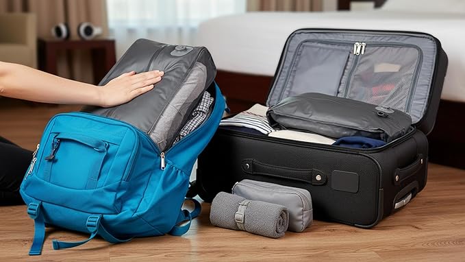 Automatic Vacuum Bag(Air Pump inside) Reusable Storage Bag Folding Outdoor Travel Compression Bag for Suitcases Backpack Luggage