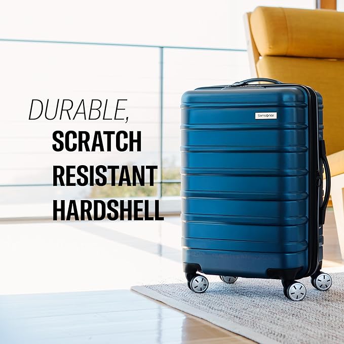 Samsonite Omni 2 Global Carry-On Spinner Luggage - Compact Size For International Travel - Airline-Approved - Features Expandable Polycarbonate Shell, 360° Wheels, USB Power Hub - Silver