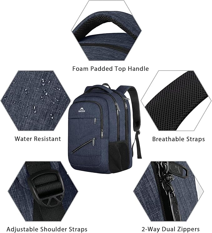 MATEIN Extra Large Laptop Backpack for Men, 50 L Travel Carry On TSA Approved Backpack with Trolley Sleeve, Waterproof Business Work Bag Fits 18.4 Inch Computer Notebook, Dark Blue