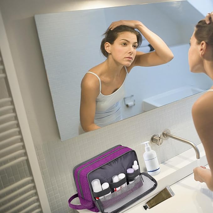 Toiletry Bag for Men Hanging Dopp Kit Water Resistant Shaving Bag Small Toiletry Bag for Traveling (Deep Purple)