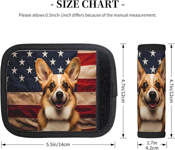 Luggage Handle Wraps Animal Corgi Usa Flag Luggage Identifiers Soft Neoprene Luggage Handle Wraps For Suitcase Trolley Handle Grip Cover 2 Pack Luggage Tags