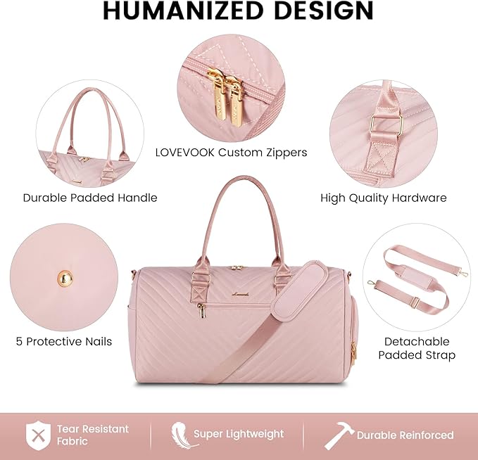LOVEVOOK Travel Duffle Bag, Weekender Bag for Women with Toiletry Bag, Carry on Overnight Bag with Shoe Compartment, Gym Duffel Bag with Wet Pocket, Mommy Hospital Bags for Labor and Delivery