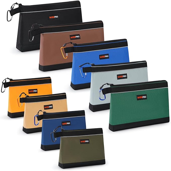 Zipper Tool Pouches, Multi-Purpose Utility Tool Bags Organizer for Small Hand Tools, Screws, Nails, Hardware, Pliers & Wrenches, Storage Pouch Set for Electricians, Plumbers, HVAC & Mechanics