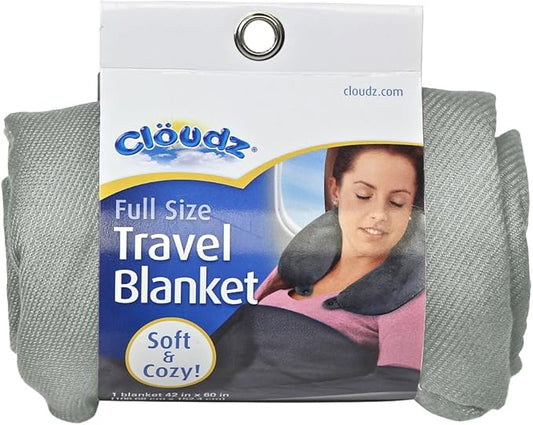 Cloudz Cozy Compact Airplane Travel Blanket for Your Flight, Car, Camping, Home or Comforting Warmth Anywhere! - Charcoal