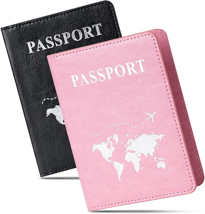 Honmein 2 Pcs Passport holders，Ultra Slim passport wallet，PU Leather Passport Cover for Women and Men…