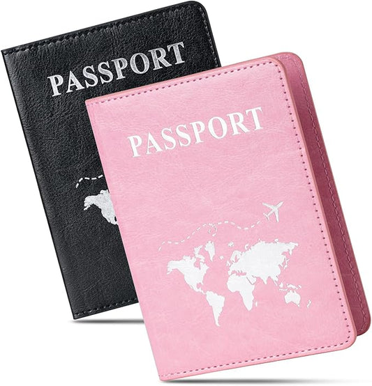 Honmein 2 Pcs Passport holders，Ultra Slim passport wallet，PU Leather Passport Cover for Women and Men…