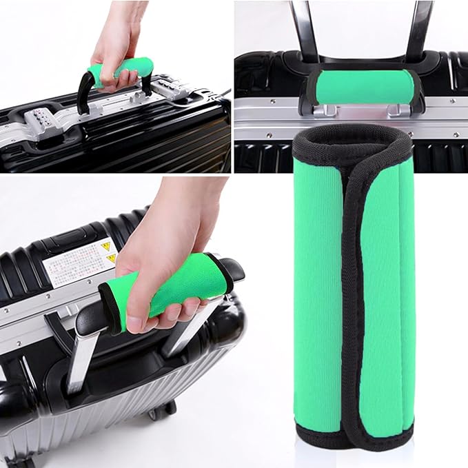 2 Pack Luggage Handle Wraps, Soft Handle Covers for Suitcase, Handle Wrap for Carry On/Bag, Travel Accessories for Luggage (Green)