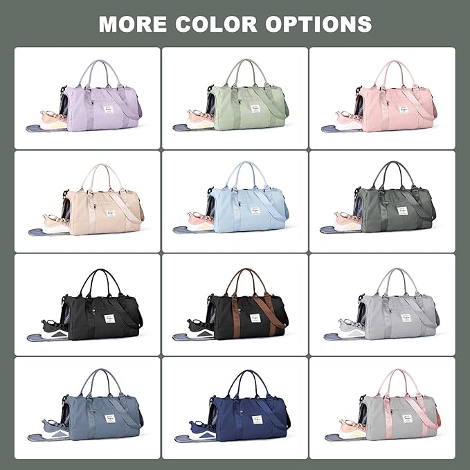 Weekender Gym Duffel Bags for Women Olive Green with Toiletry Bag