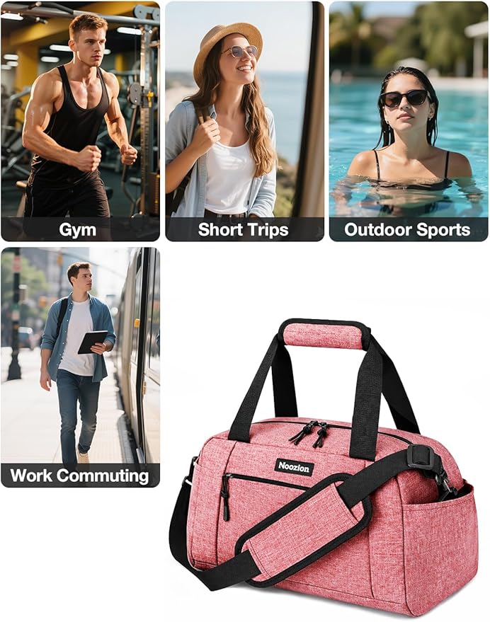 Noozion 14 inch Small Gym Bag for Women & Men, Lightweight Carry On Mini Duffle Bag with Multiple Pockets, Sports Bag for Travel and Workout.
