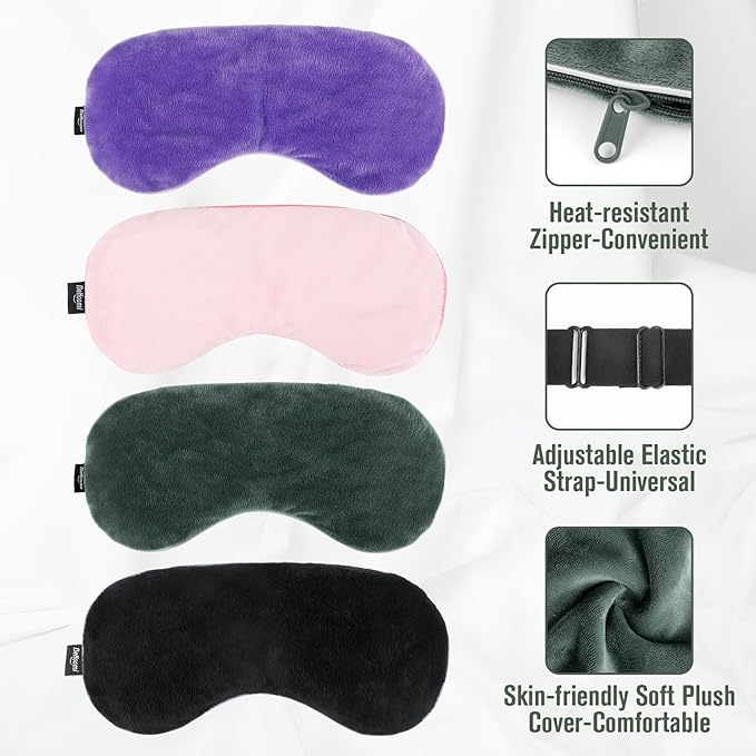 Heated Eye Mask, Microwave Moist Warm Compress for Eyes, Cooling Soothing Weighted Eye Mask for Sleeping, Reusable Sleep Eye Mask for Home & Office, Hot and Cold for Eye Relaxation (Grey)