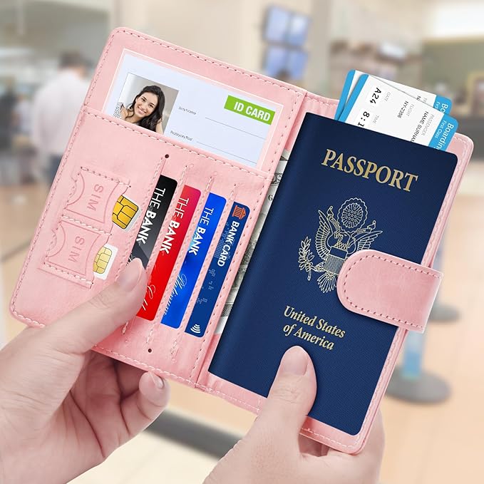 Herain Passport Holder for Travel Cruise Essentials, 2 Pcs Passport Cover Wallet Case Travel Gifts Women Men Family, RFID Passports Book Card Holders Travels Accessories Must Haves