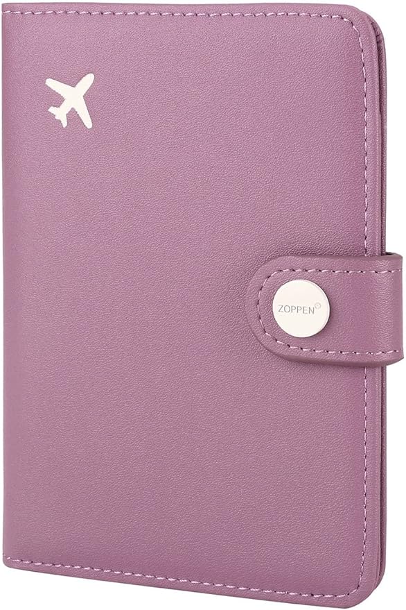 ZOPPEN Passport Holder Women, Passport Cover Travel Wallet Rfid Blocking Passport Wallet Cover Case Travel Essentials Document Organizer, Elegant Purple