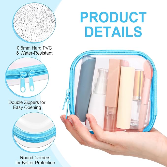 Sanwuta 6 Pcs Clear Hard Zipper Case Plastic Zipper Pouches Transparent Makeup Bag Pencil Case Pouches Toiletry Diaper Bag for Travel Toy Storage Organizer Bins(Colorful,5 x 5 x 2 Inch)