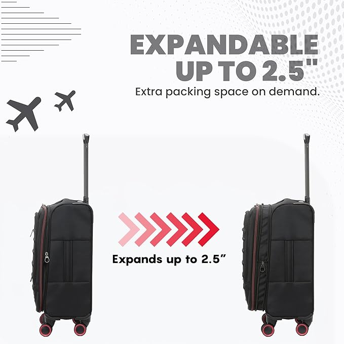 Spyder Pivot 30 Inch Expandable Softside Spinner Checked Luggage with 360° Spinner Wheels (Black, Large Checked)