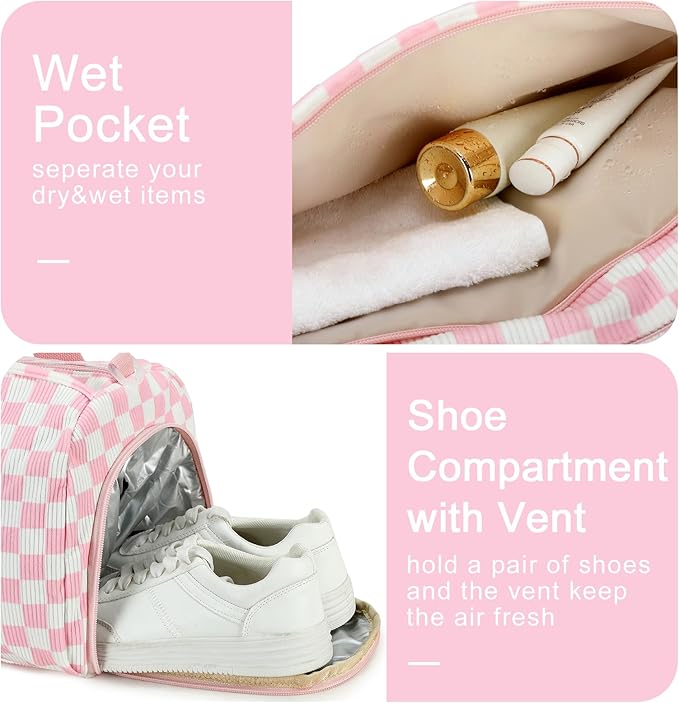 BLUBOON Duffle Bag Girls Kids Cute Gym Bag with Shoes Compartment & Wet Separation Waterproof Sports Overnight Travel Bag