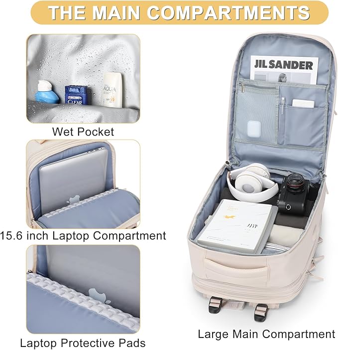 Expandable Travel Backpack For Women Men Airline Approved Personal Item Backpack For Airlines Carry On Backpack Flight Approved Waterproof Backpack For Traveling On Airplane Weekender Travel Bag