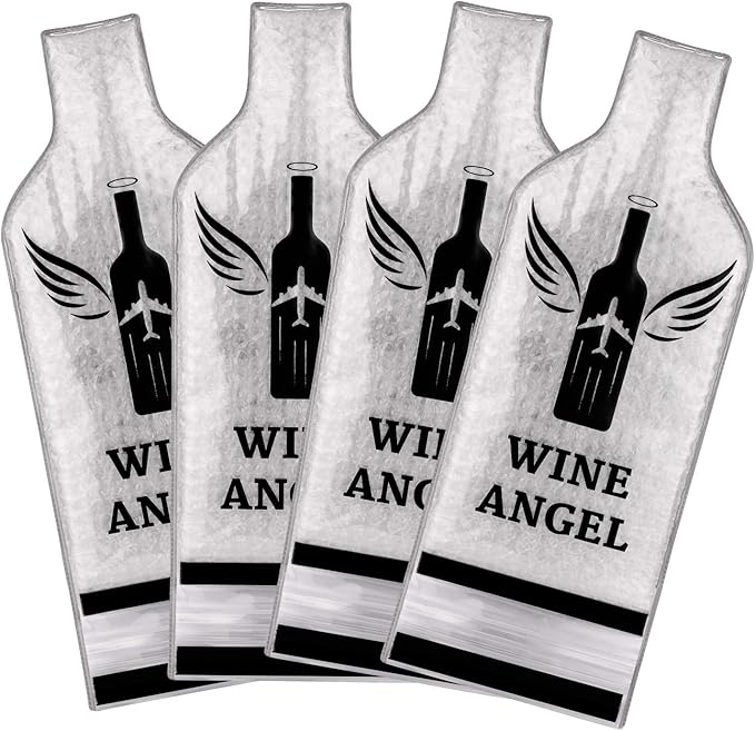 [UPGRADED PROTECTION] 4 Set (8 pcs) Reusable Wine Bags for Travel, Wine Travel Protector, Bottle Travel Sleeve Case For Airplane, Car, Cruise, TRIPLE Protection Luggage Leak-Proof Safety Impact Resist