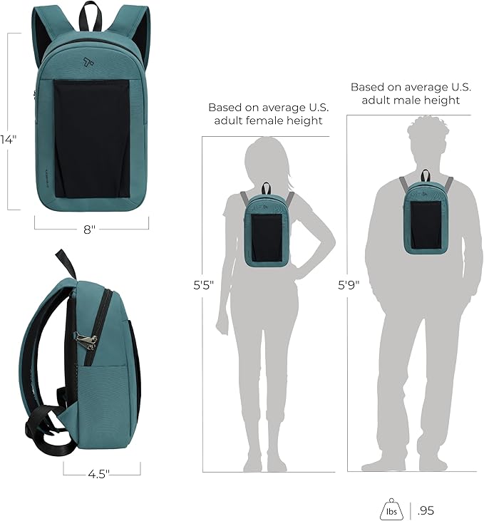 Travelon Anti-Theft The Voyages Small Backpack with XL Water Bottle Pocket