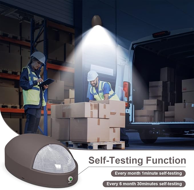 Outdoor Led Emergency Light with Battery Backup Photocell Sensor Self Test Diagnostics, Aluminum Exterior Waterproof Commercial Wall Pack Emergency Lighting Fixtures 120-277VAC UL Certified (1 Pack)