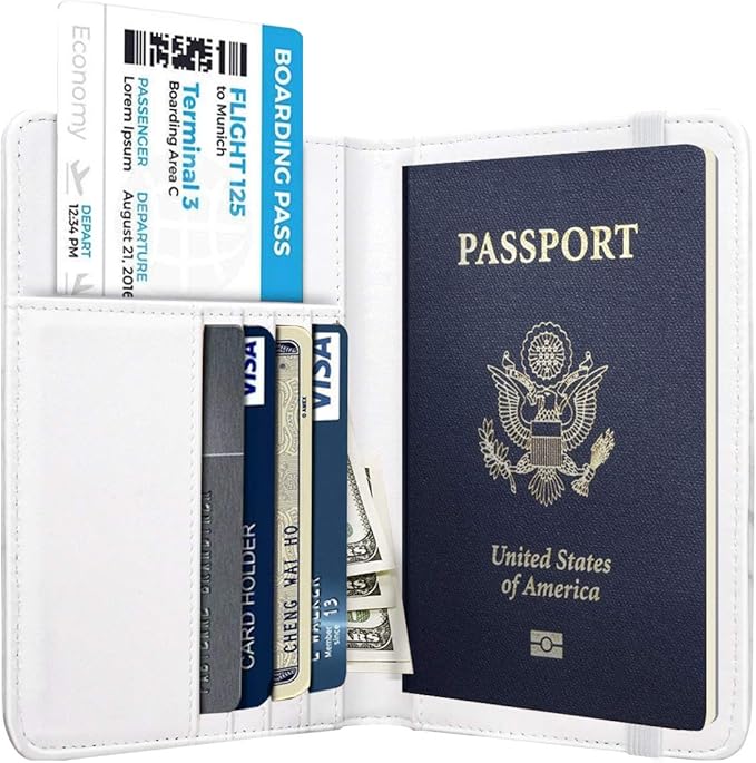 Passport Holder Cover,Traveling Passport Case Marble Passport Wallet for Women,White Marble