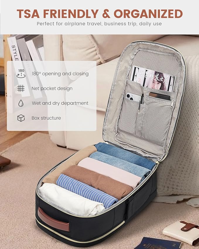 LOVEVOOK Carry On Travel Backpack For Women Flight Approved, 40L Large Personal Item Backpack Travel Bag for Airplanes, Business 17 Inch Laptop Backpack, Weekender Overnight Daypack, With 2 Cubes