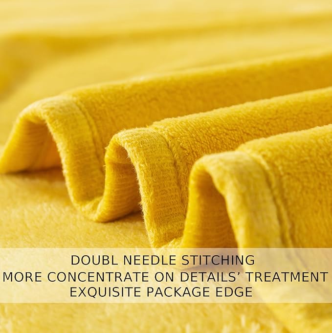 Soft Queen Size Blanket for All Season Warm Fuzzy Microplush Lightweight Thermal Fleece Summer Autumn Fall Winter Spring Blankets for Queen Full Bed Couch Sofa,90x90 Inches,Yellow