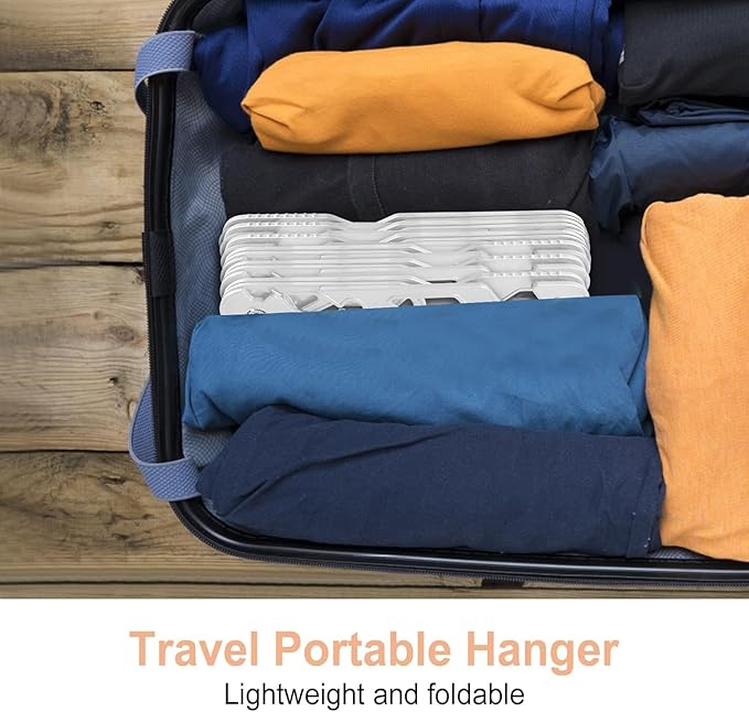 NICEDACK Premium Travel Hangers 3 Pack Portable Folding Clothes Hangers - Super Bearing Collapsible Hanger Foldable Clothes Drying Rack for Travel, Indoor and Outdoor Use (3 Pack White)
