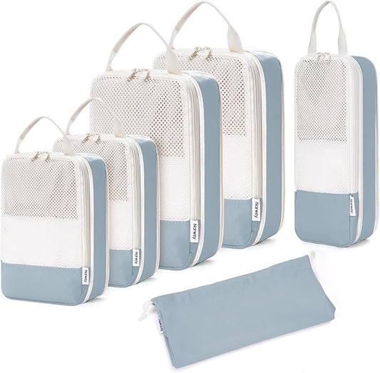 Narwey 6 Set/5 Set Compression Packing Cubes for Travel Kids Women Carry on, Packing Organizers Bag for Backpack Luggage Suitcase Duffle Bags