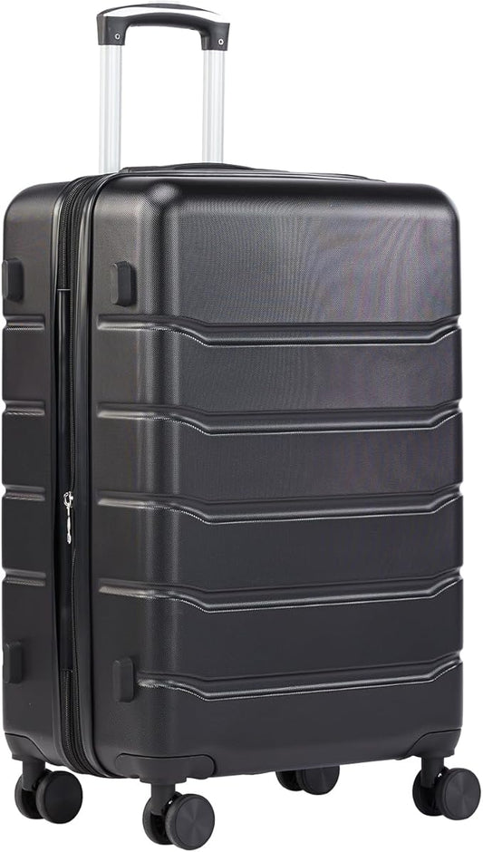 Sweetcrispy 25IN Carry on Luggage, Expandable Hard Shell ABS Suitcase with 360° Swivel Wheels, TSA Lock, Lightweight, Bronze Black