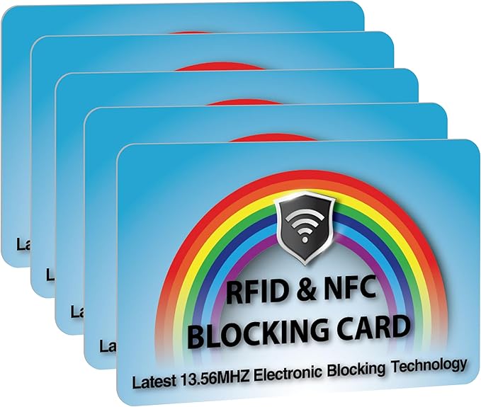 SaiTech IT 5 Pack RFID Blocking Card Protect Your Entire Wallet, Purse, and Cards from NFC Contactless Theft Wallet for Men & Women (Rainbow-Blue)