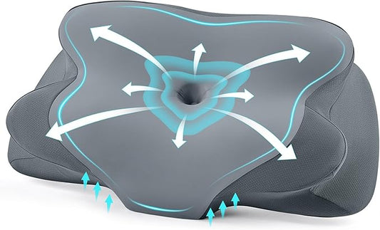 DONAMA Cervical Pillow for Sleeping, Contour Memory Foam Pillow for Neck and Shoulder Support, Ergonomic Neck Pillow for Side Back Stomach Sleepers, Bed Pillows with Cooling Pillowcase