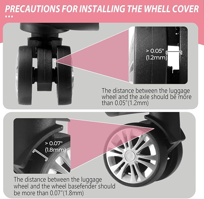 8 Pack Luggage Wheel Covers for Dual Spinner Wheels, Silicone Suitcase Wheel Protectors for 2.0"-2.4" Wheels, Noise Reducing & Anti-Scratch Tire Sleeves, Travel Accessories for Checked & Carry On