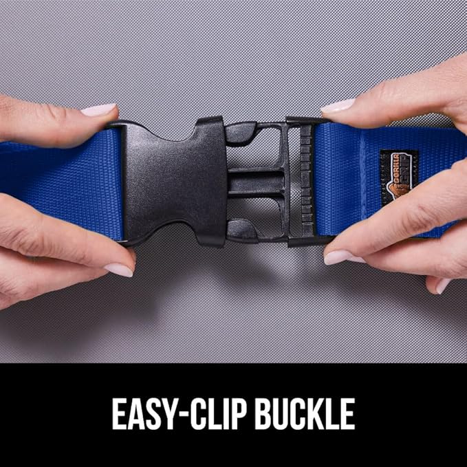 GORILLA GRIP Heavy Duty 8 Pack Adjustable Luggage Straps for Suitcases, Easy to Identify Travel Belt Connector Holds Suitcase Together, Extends Life of Bag, Strap Connects Two Bags, Accessories Blue