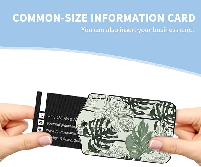 2 Pcs Luggage Tag for Suitcases, Tropical Leaves Cute PU Leather Suitcase Tag Privacy Cover ID Label with Metal Loop, Personalized Baggage Identifier for Women Cruise Bag Travel Essentials