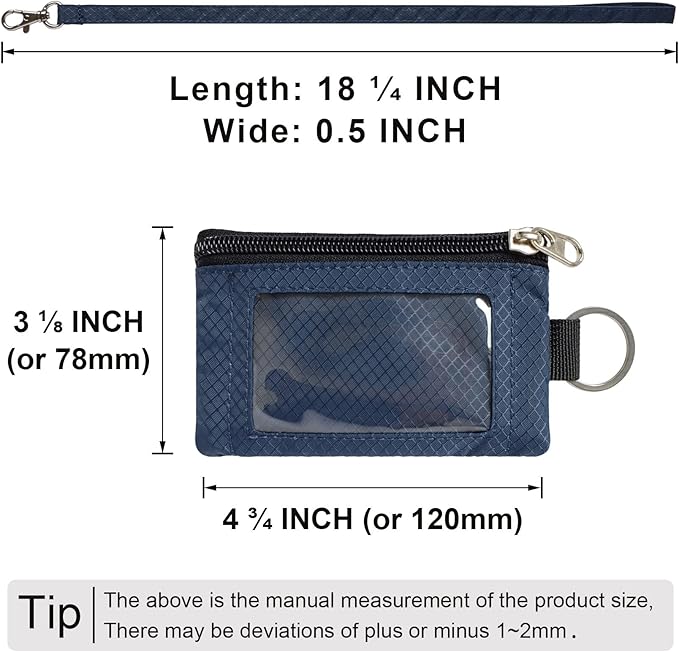 CHENSPRX Minimalist RFID Blocking Small Wallet with ID Window,WaterResistant Zip Id Case Wallet with Lanyard Keychain for Cards,Cash,Travel,Women,Men
