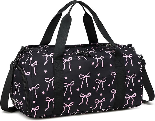 LOIDOU Kids Duffle Bag for Girls, Lightweight Kids Overnight & Weekender Travel Bag with Shoe Compartment and Wet Pocket, Cute Duffel Bags for Toddler Dance, Girls Sleepovers, Gym & Weekend Trips
