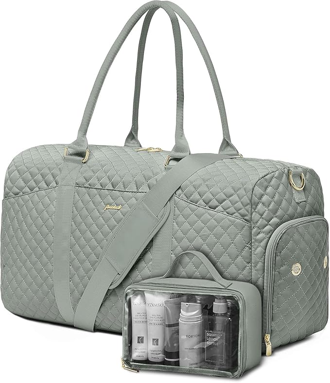 Women Weekender Travel Duffle Bag: Travel Duffel Overnight Bags with Shoe Compartment Large Carry on Tote with Toiletry Bag Weekend Traveling Yoga Gym Hospital Bag for Women with Wet Pocket Green
