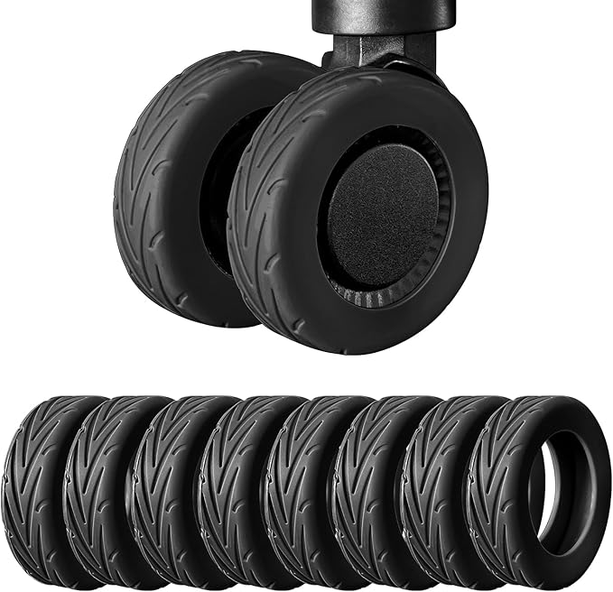 8 Pack Suitcase Wheel Covers Silicone Fits 2.1-2.4 Inch Spinner Wheels for Carry On Luggage Protective Wheel Guards, Thickened Anti-Wear & Tear, Travel Essentials (Black)