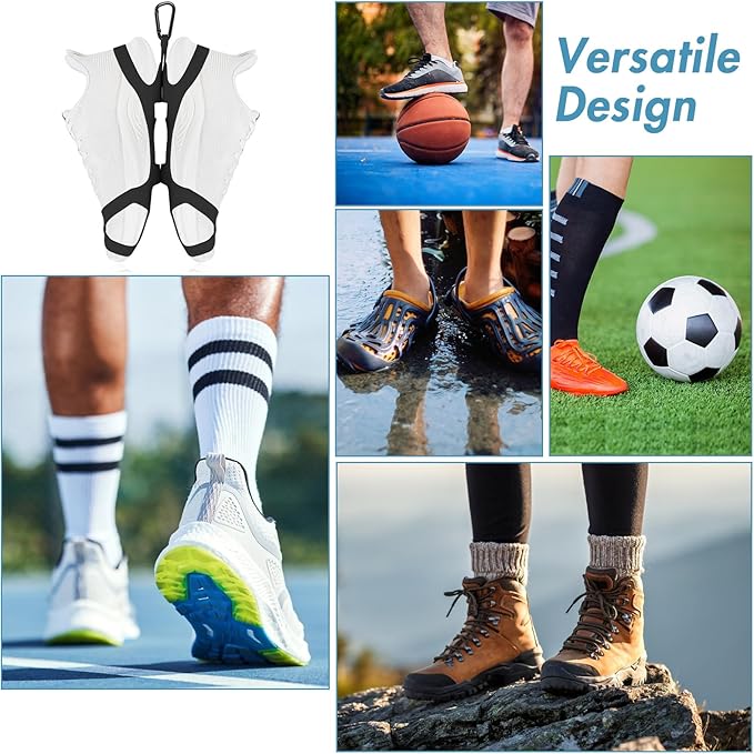 Shoe Holder for Backpack, takyu Elastic Silicone Shoe Holster with Backpack Clips for Sneaker Bag, Hang Extra Shoes Cleats Boots or Gear on Your Bag (Black）